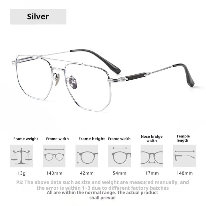 Xbora Unisex Full Rim Square Double Bridge Titanium Eyeglasses 541606