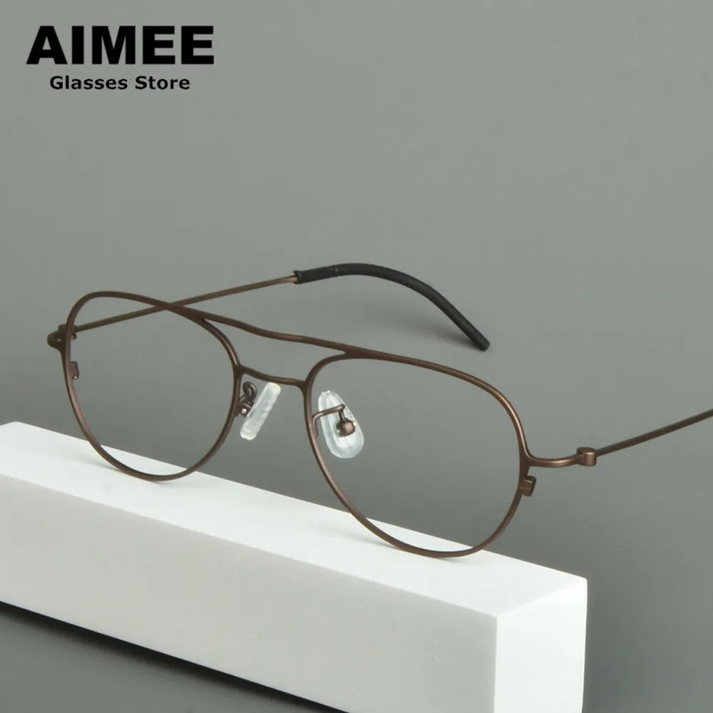 Aimee Unisex Full Rim Oval Double Bridge Titanium Eyeglasses 14507 Full Rim Aimee   