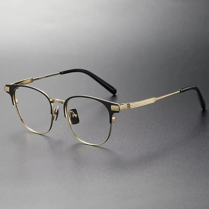 Ovelinesss Unisex Full Rim Square Brow Line Titanium Eyeglasses 369193