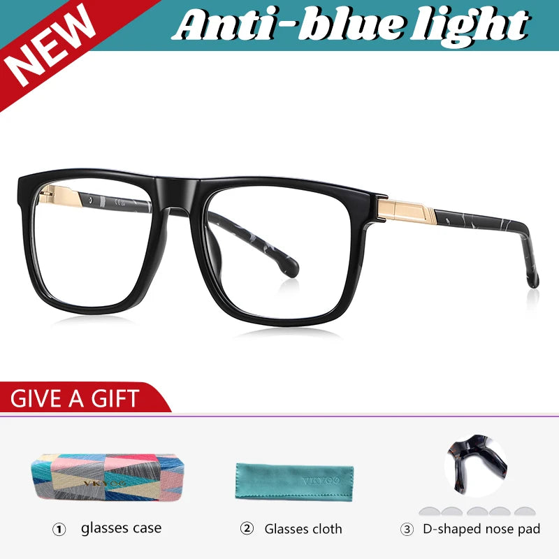 Vicky Men's Full Rim Square Brow Line Tr 90 Alloy Reading Glasses 77225