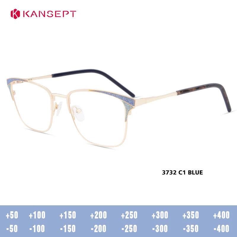 Kansept Women's Full Rim Cat Eye Acetate Steel Reading Glasses 513743