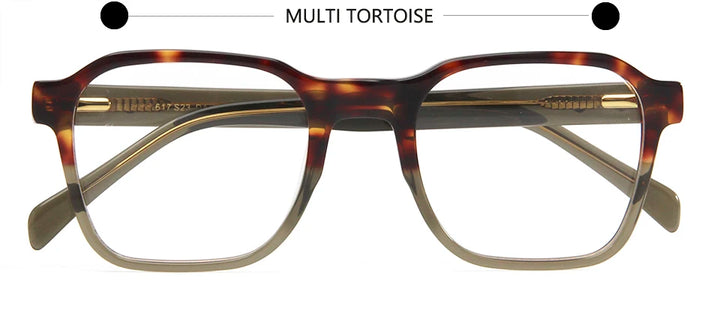 Esnbie Unisex Full Rim Square Acetate Eyeglasses 61723 Full Rim Esnbie Multi Tortoise  