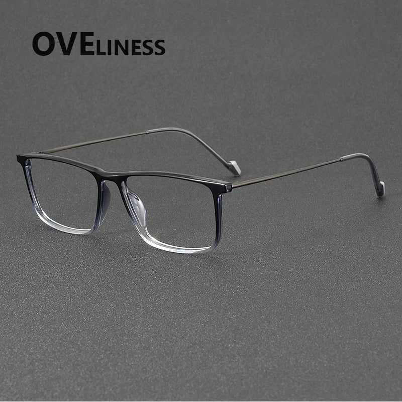 Oveliness Women's Full Rim Square Acetate Titanium Eyeglasses 72348 Full Rim Oveliness gradient blue