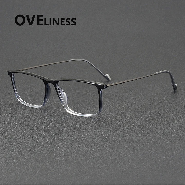 Oveliness Women's Full Rim Square Acetate Titanium Eyeglasses 72348 Full Rim Oveliness gradient blue