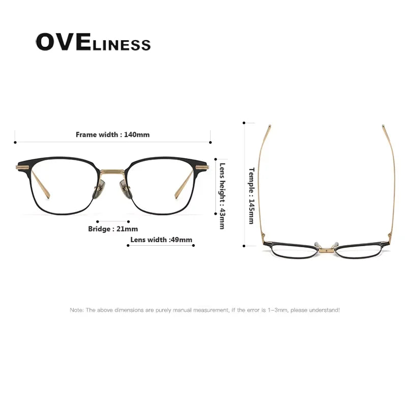 Oveliness Unisex Full Rim Square Titanium Acetate Eyeglasses 14521 Full Rim Oveliness   