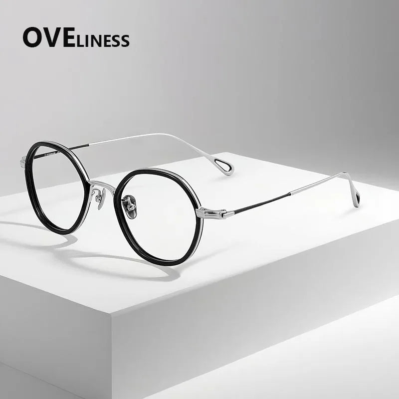 Oveliness Women's Full Rim Polygon Acetate Titanium Eyeglasses 922142