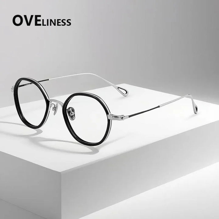 Oveliness Women's Full Rim Polygon Acetate Titanium Eyeglasses 922142