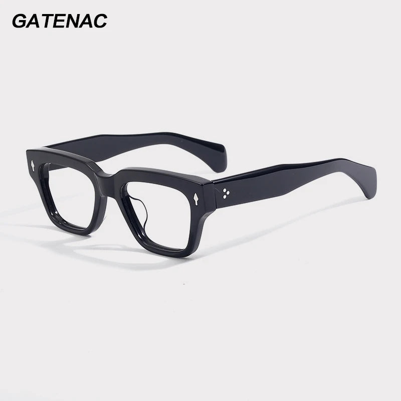 Gatenac Unisex Full Rim Square Thick Acetate Temple Eyeglasses G1518 Full Rim Gatenac   