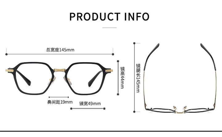 Black Mask Unisex Full Rim Flat Top Polygon Titanium Eyeglasses 42425 Full Rim Black Mask   