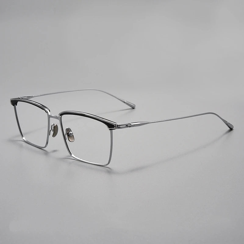 Yimaruili Men's Full Rim Square Acetate Titanium Eyeglasses 88876