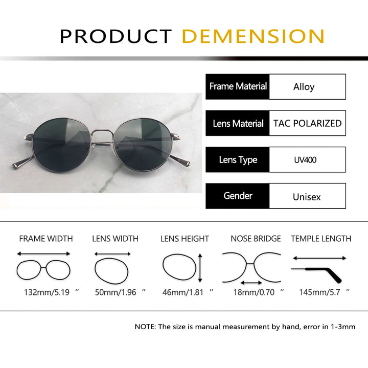 Esnbie Women's Full Rim Round Alloy Tac Polarized Sunglasses 471269