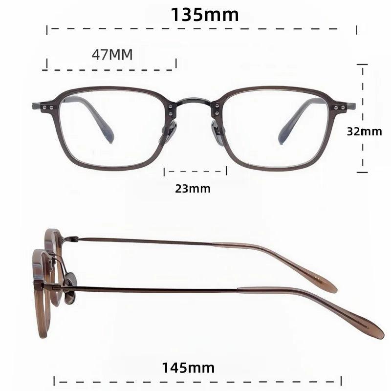 Momoja Women's Full Rim Polygon Acetate Titanium Eyeglasses 72360