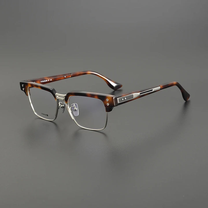 Black Mask Unisex Full Rim Big Square Acetate Titanium Eyeglasses D410 Full Rim Black Mask Tortoise  