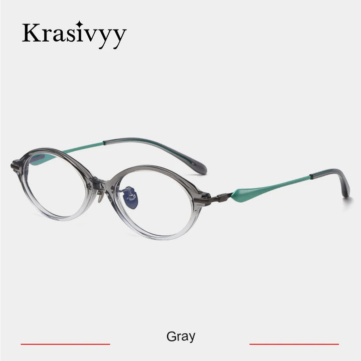 Krasivyy Unisex Full Rim Oval Titanium Acetate Eyeglasses 96060 Full Rim Krasivyy Gray