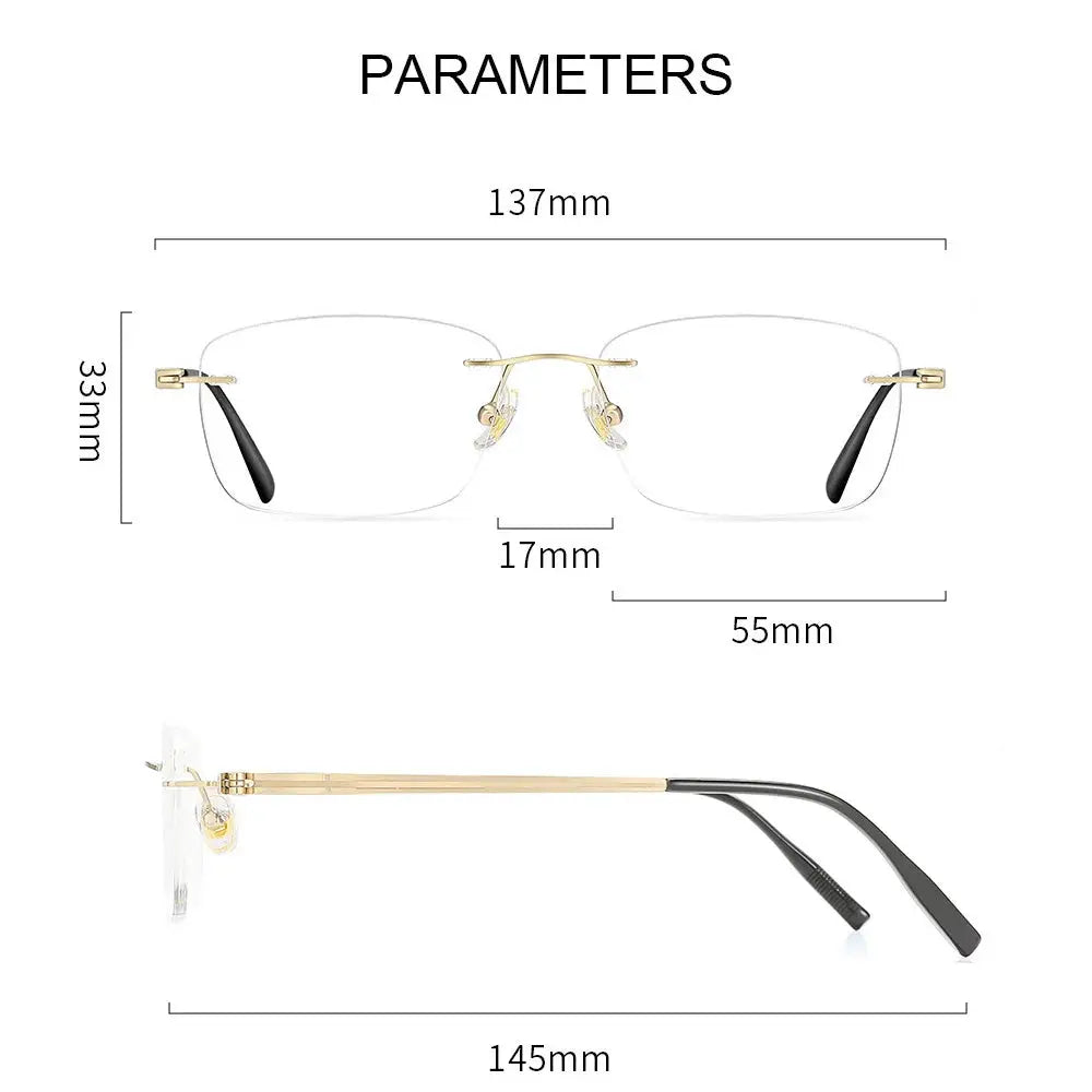 Gmei 610097 Women's Rimless Oval Square Titanium Frames FuzWeb