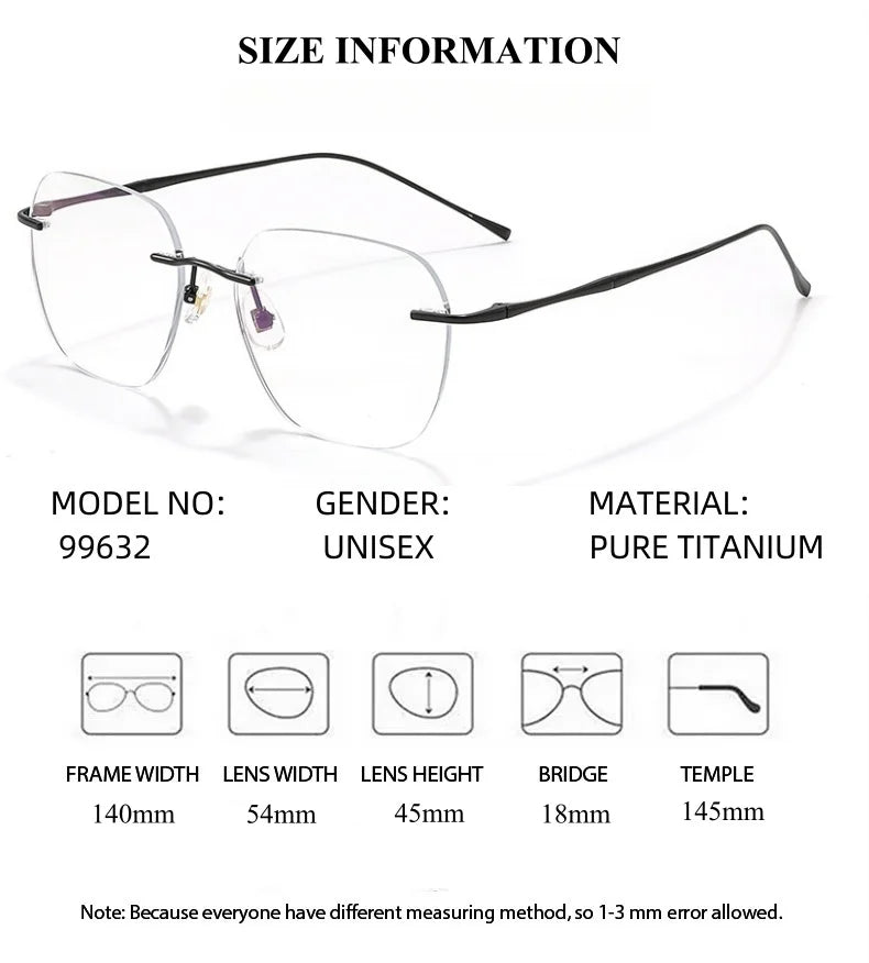 Summer Flower Unisex Rimless Polygon Square Steel Eyeglasses 699632