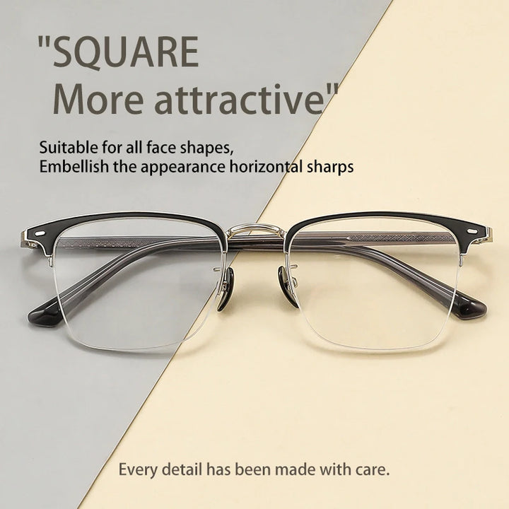 Vicky Unisex Semi Rim Square Aluminum Alloy Reading Glasses 44888 Reading Glasses Vicky   