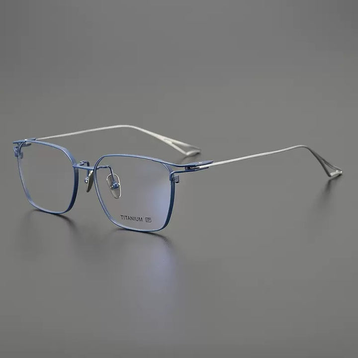 Gatenac Men's Full Rim Big Square Titanium Eyeglasses Gxyj1063 Full Rim Gatenac Blue  