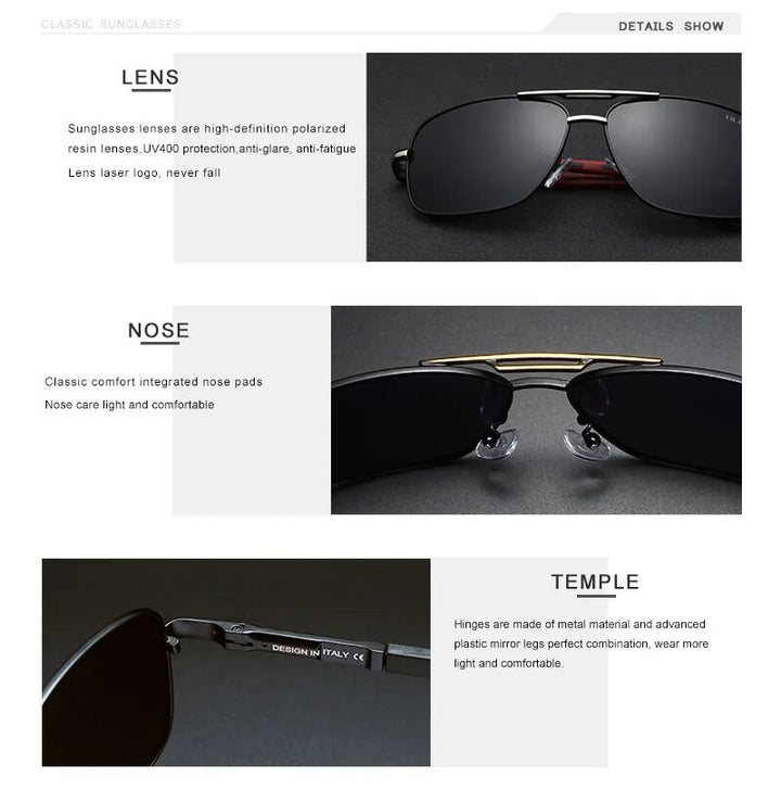 Oley Men's Full Rim Oval Aluminum Magnesium Polarized Sunglasses Y8724 Sunglasses Oley   
