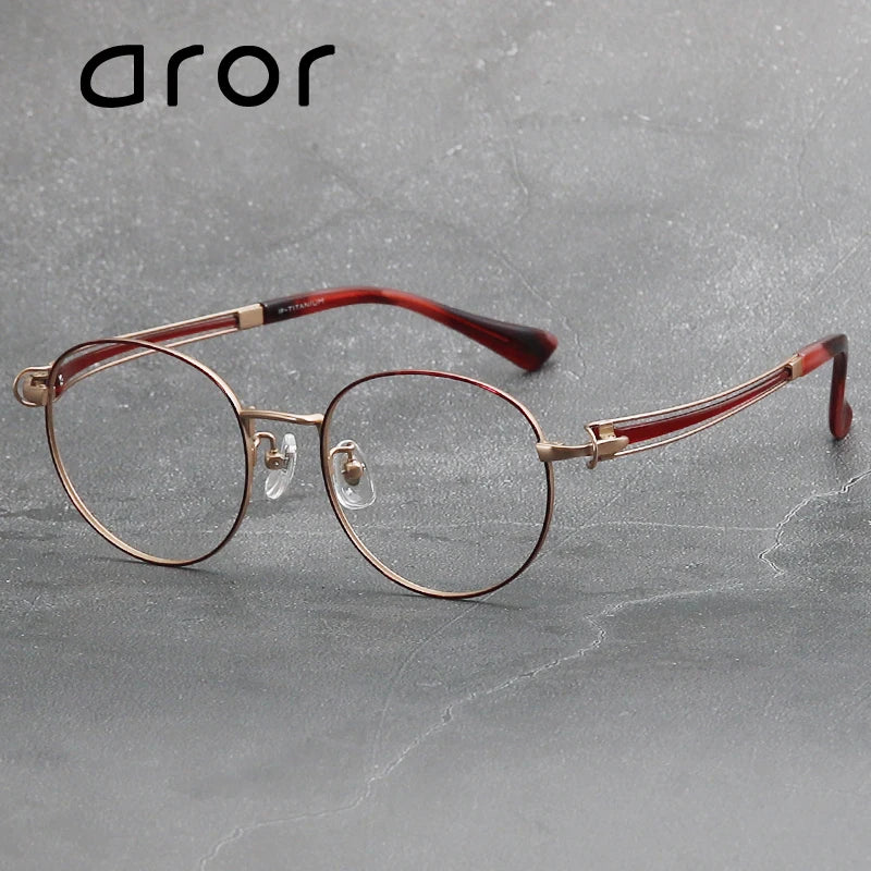 Aror Unisex Full Rim Oval Round Titanium Eyeglasses 95235 Full Rim Aror