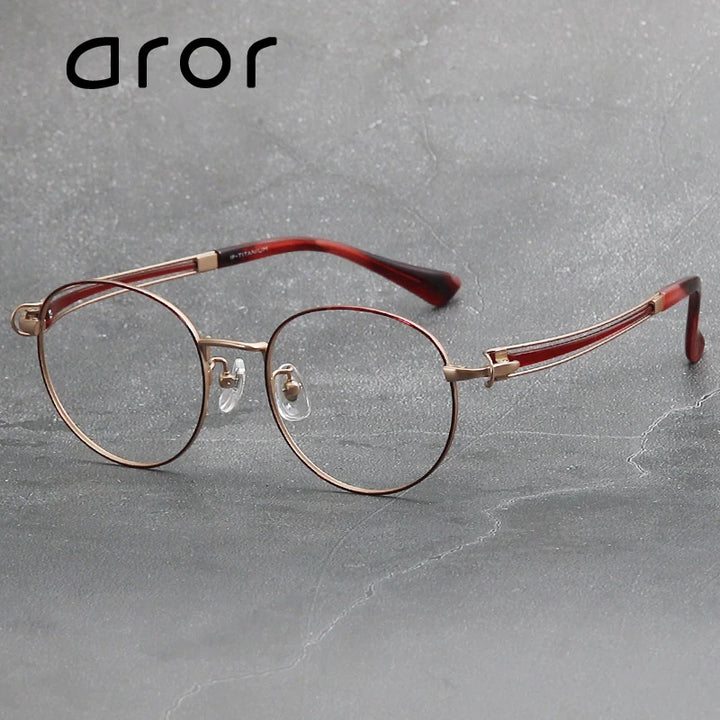 Aror Unisex Full Rim Round Titanium Eyeglasses 95235