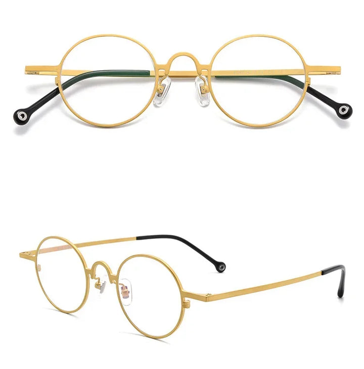 Aror Unisex Full Rim Round Titanium Eyeglasses 494080 Full Rim Aror Gold