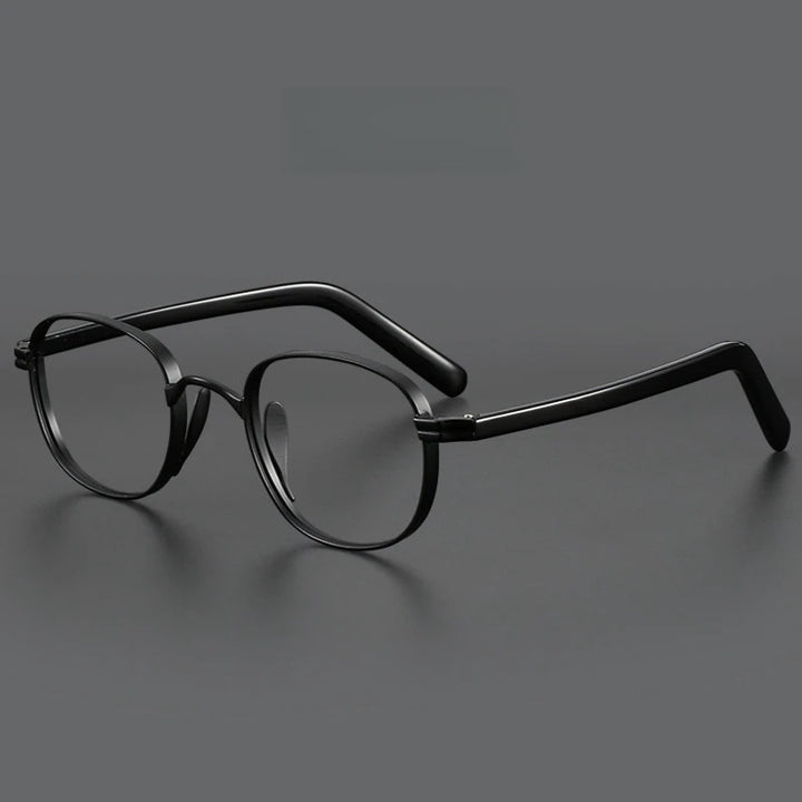 Yimaruili Men's Full Rim Oval Square Acetate Titanium Eyeglasses Y8017 Full Rim Yimaruili Eyeglasses Black  