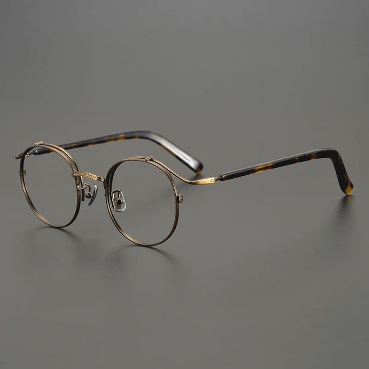 Aimee Unisex Full Rim Round Oval Titanium Acetate Eyeglasses 14050 Full Rim Aimee Bronze Tortoise  