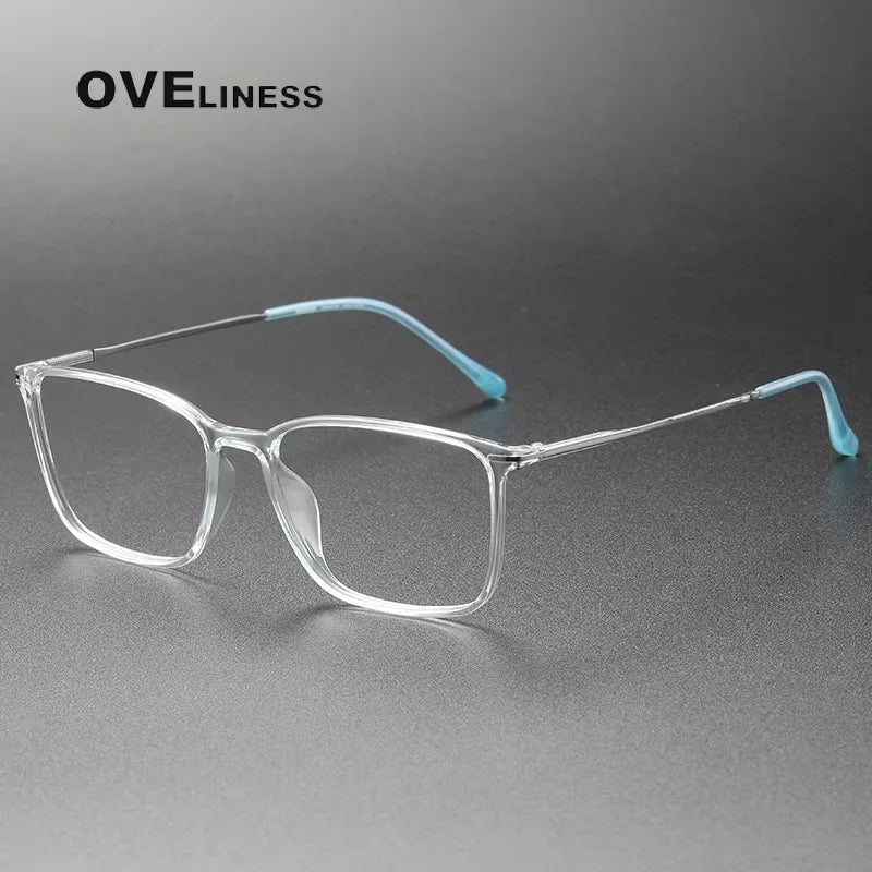 Oveliness Women's Full Rim Square Acetate Titanium Eyeglasses 8636 Full Rim Oveliness transparent  