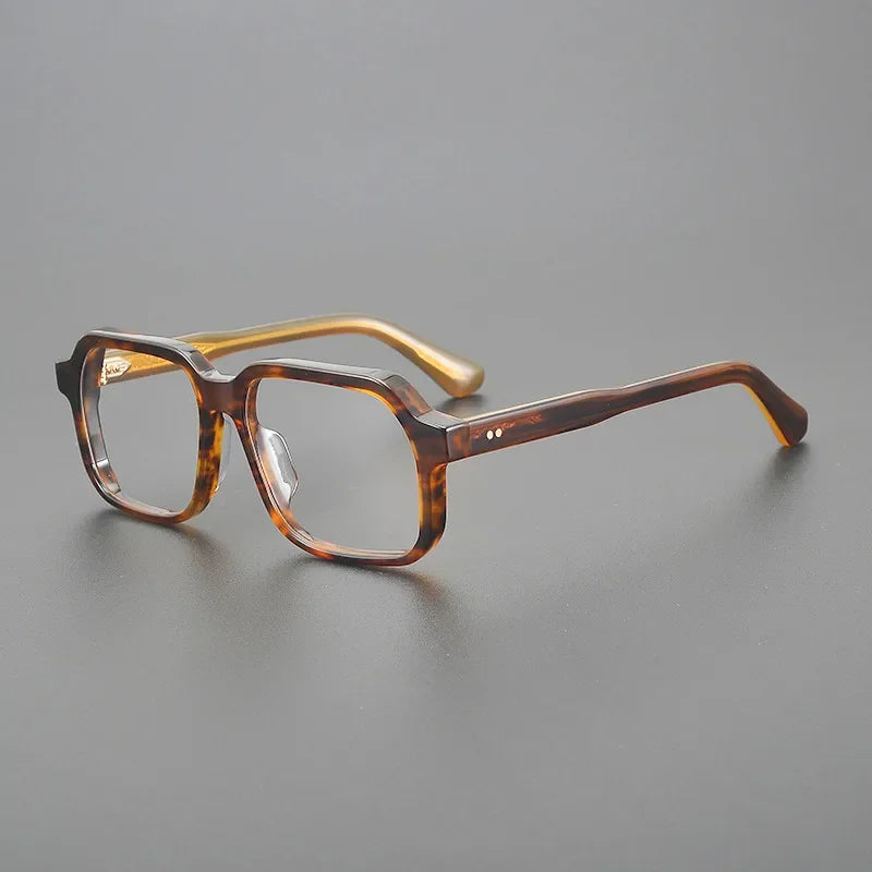 Hewei Unisex Full Rim Flat Top Square Acetate Eyeglasses 14816 Full Rim Hewei   