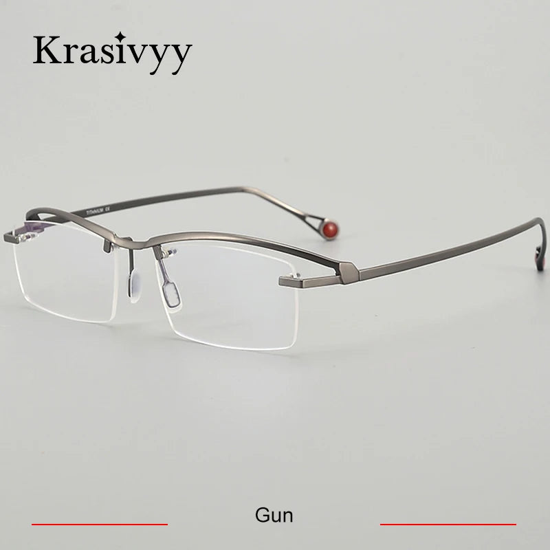 Krasivyy Women's Semi Rim Square Titanium Eyeglasses 90208