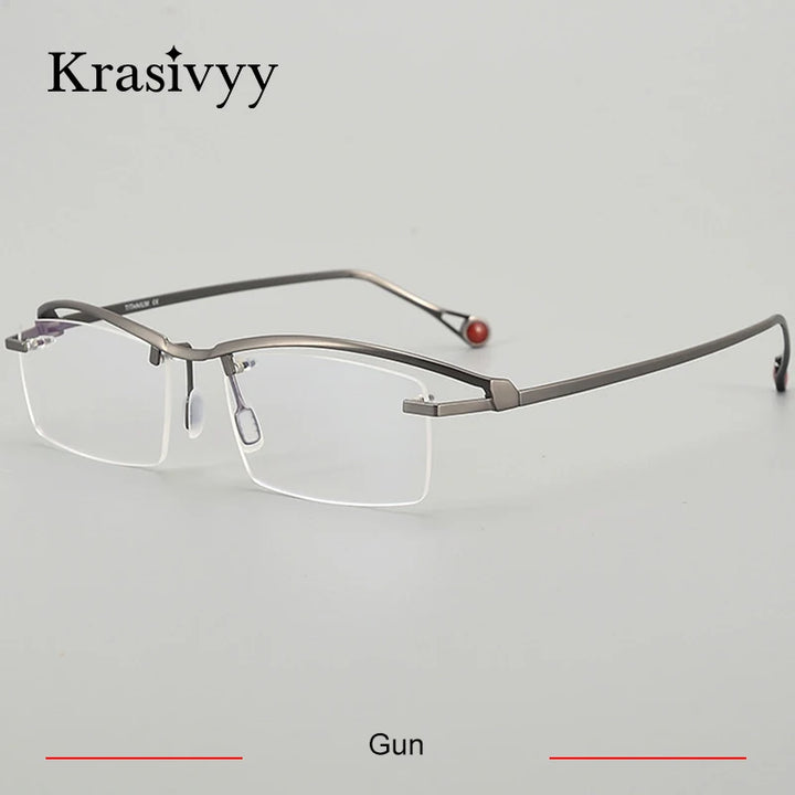 Krasivyy Women's Semi Rim Square Titanium Eyeglasses 90208 Semi Rim Krasivyy Gun