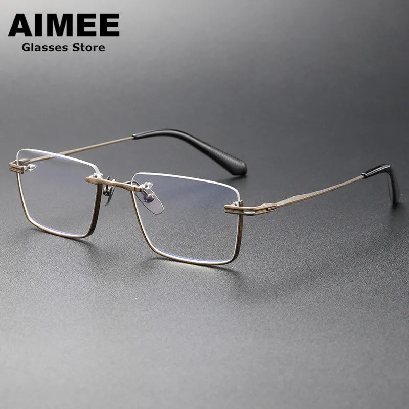 Aimee Unisex Semi Rim Square Titanium Eyeglasses 4416 Semi Rim Aimee Brown  