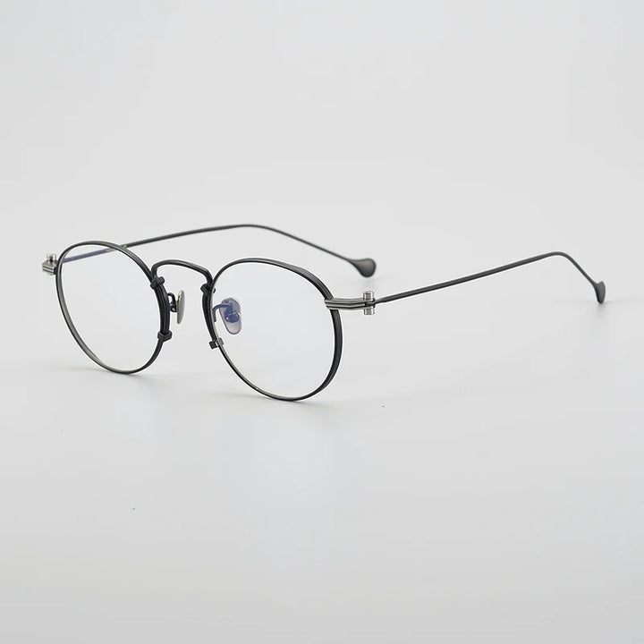Muzz Unisex Full Rim Round Titanium Eyeglasses 1968d Full Rim Muzz Black  