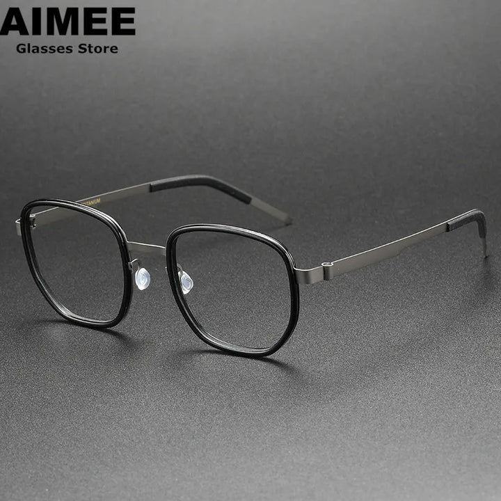 Aimee Unisex Full Rim Square Screwless Titanium Acetate Eyeglasses 9758 Full Rim Aimee   