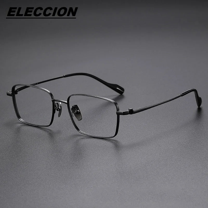 Eleccion Unisex Full Rim Square Titanium Eyeglasses 81015 Full Rim Eleccion Black CHINA