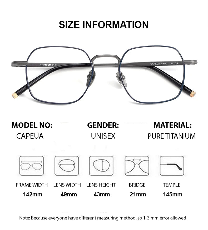 Summer Flower Unisex Full Rim Polygon Square Titanium Eyeglasses 14221 Full Rim Summer Flower