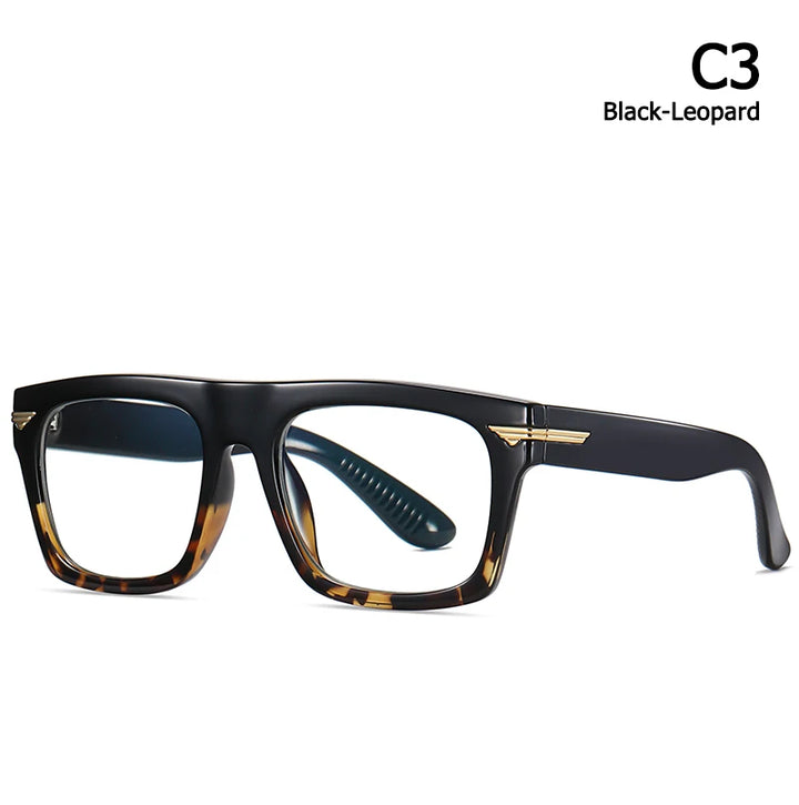 Hdcrafter Unisex Full Rim Square Tr 90 Acetate Eyeglasses 3394 Full Rim Hdcrafter Eyeglasses C3-Black-Leopard  