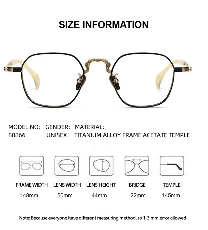 Summer Flower Unisex Full Rim Big Polygon Titanium Eyeglasses 680866