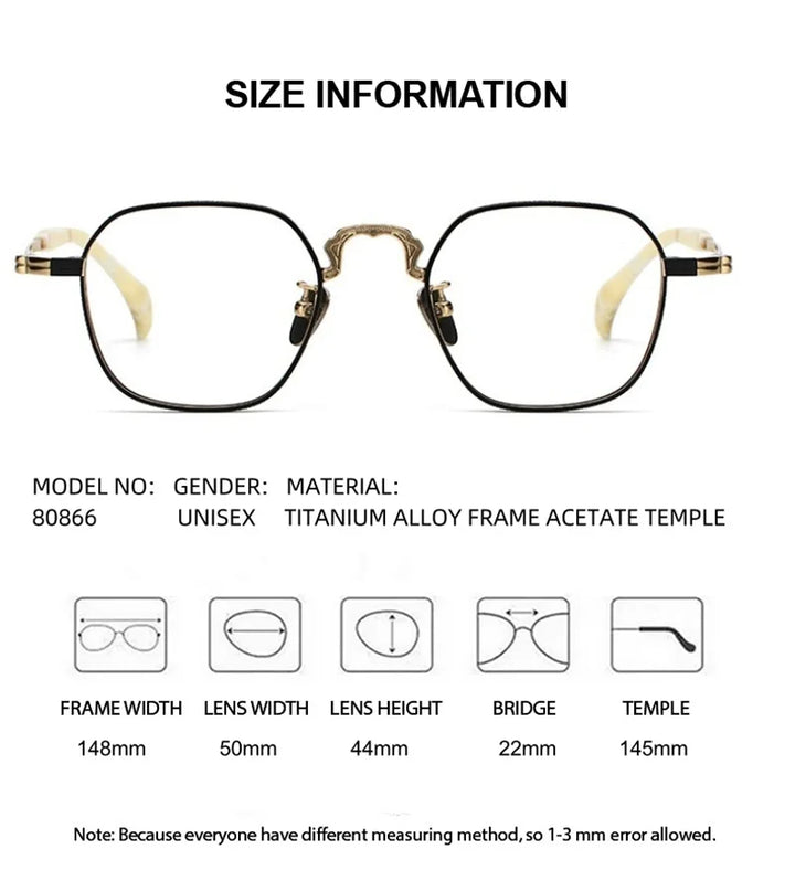 Summer Flower Unisex Full Rim Big Polygon Titanium Eyeglasses 680866