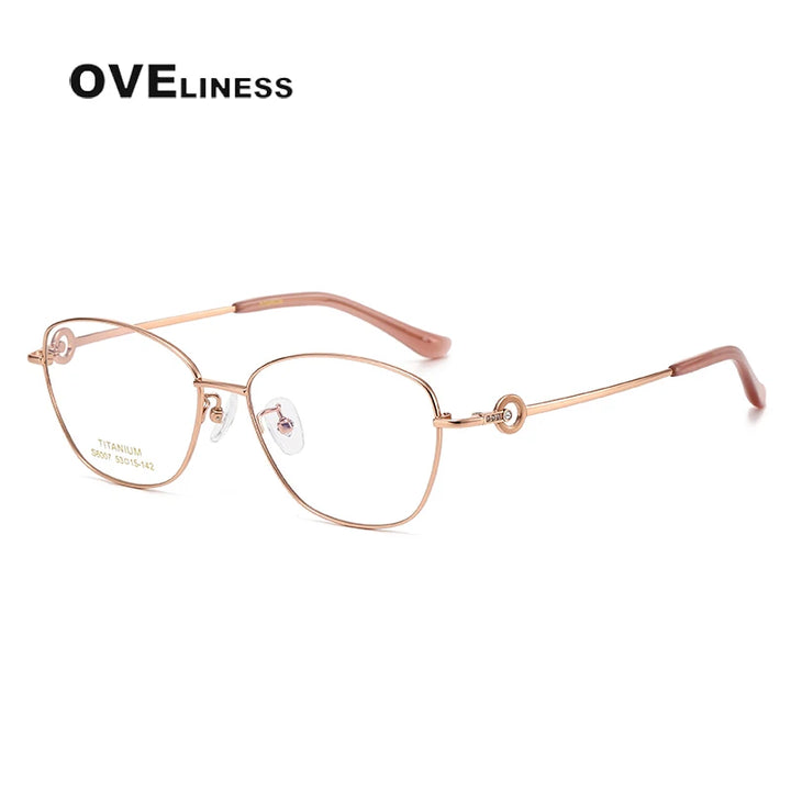 Oveliness Women's Full Rim Square Cat Eye Titanium Eyeglasses 196007 Full Rim Oveliness rose gold  