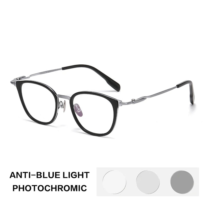 Gatenac Unisex Full Rim Big Square Titanium Photochromic Reading Glasses 840059