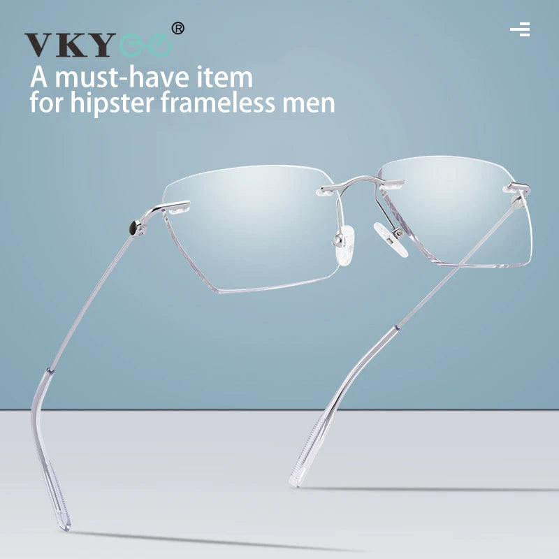 Vicky Unisex Rimless Square Titanium Reading Glasses V0620 Reading Glasses Vicky   