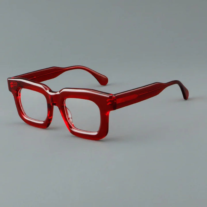 CCspace Unisex Full Rim Square Thick Acetate Eyeglasses 301902 Full Rim CCspace Red  