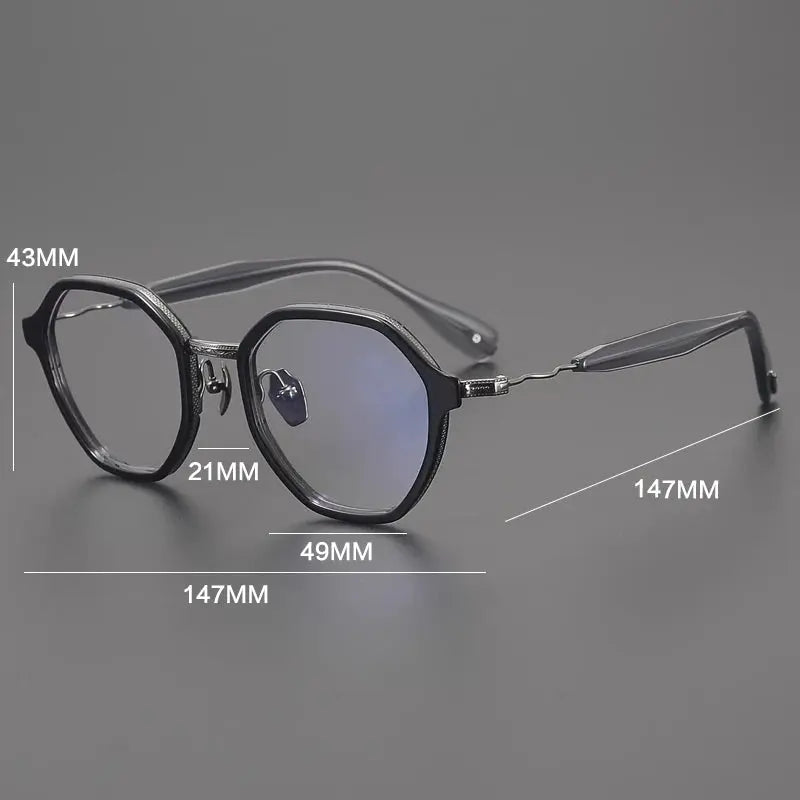 Gatenac Unisex Full Rim Polygon Acetate Titanium Eyeglasses 892505 Gatenac