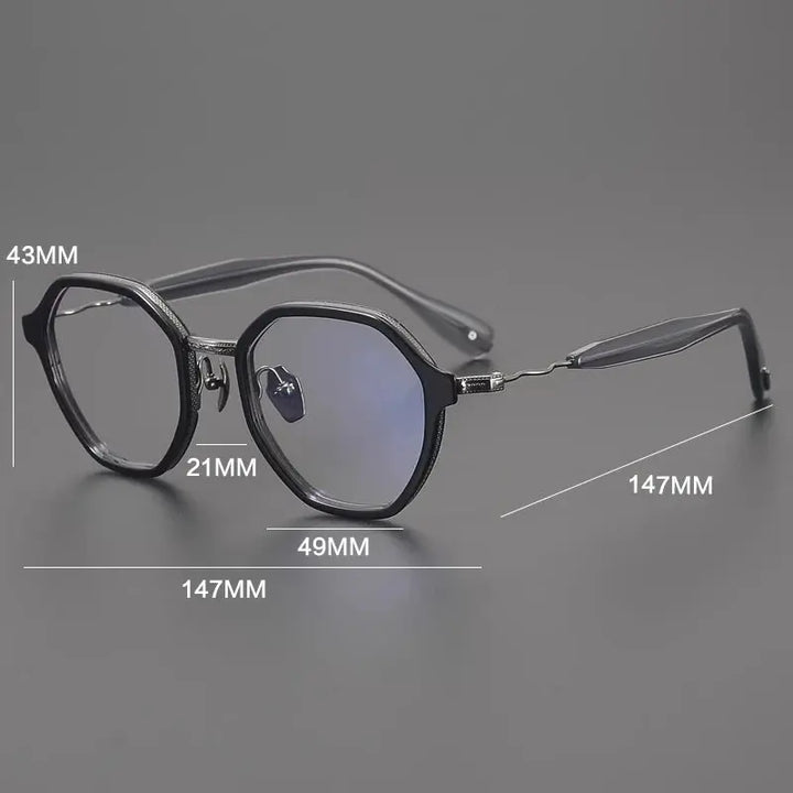 Gatenac Unisex Full Rim Polygon Acetate Titanium Eyeglasses 892505 Gatenac