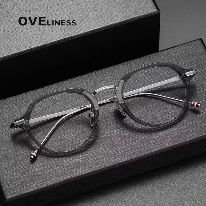Oveliness Unisex Full Rim Oval Acetate Titanium Eyeglasses 369421