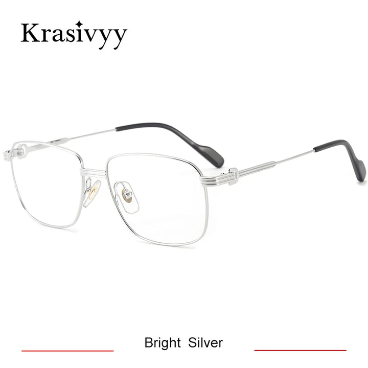 Krasivyy Women's Full Rim Flat Top Square Titanium Eyeglasses 2940 Full Rim Krasivyy Bright  Silver  