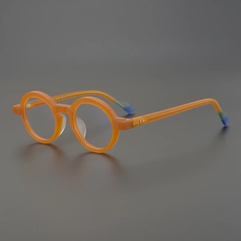 Hewei Unisex Full Rim Round Acetate Eyeglasses 0017 Full Rim Hewei orange  