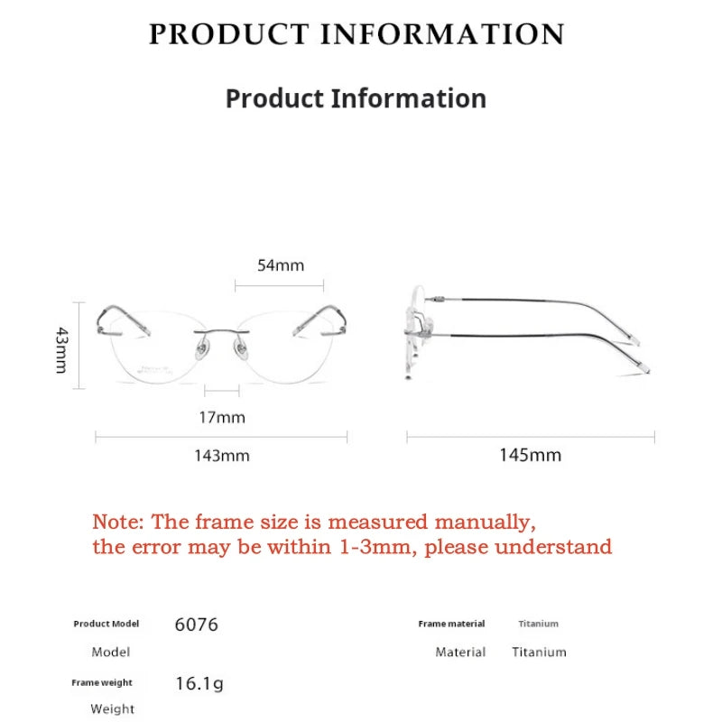 Yimaruili Women's Rimless Oval Cat Eye Titanium Eyeglasses 366076